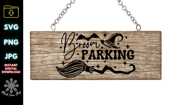 Broom Parking Halloween Sign SVG: Graphics for Crafts